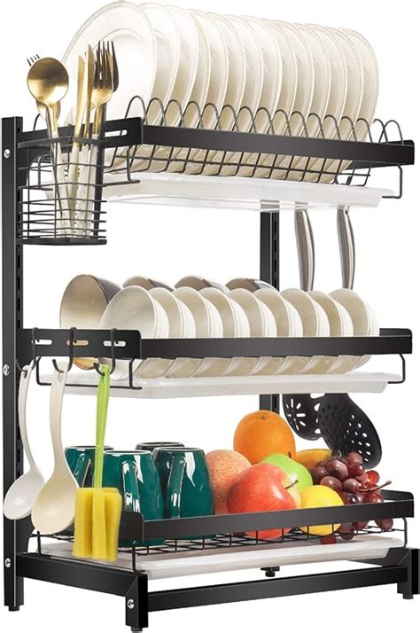 Non-slip rubber feet preventing countertop scratching and are stable. . Dish drying rack amazon